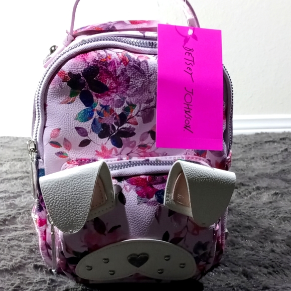 Betsey Johnson Multicolored Floral & Pink Kitsch Doggy Backpack - Picture 1 of 13